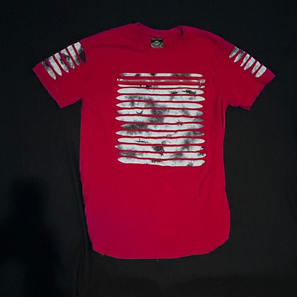 Switch Remarkable Razor Cut Zippered T-Shirt Men's Size XL Red